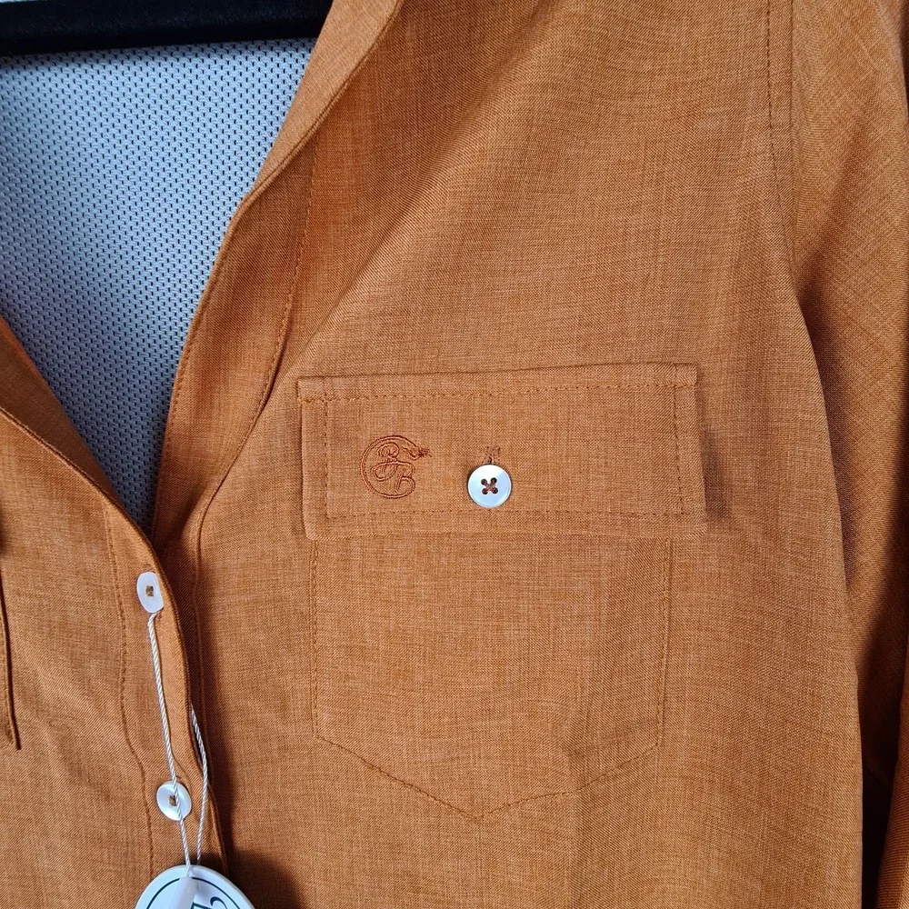 Boone's‎ Bay Fishing Shirt Vented Orange Roll Tab S Women's UV Protect Outdoor